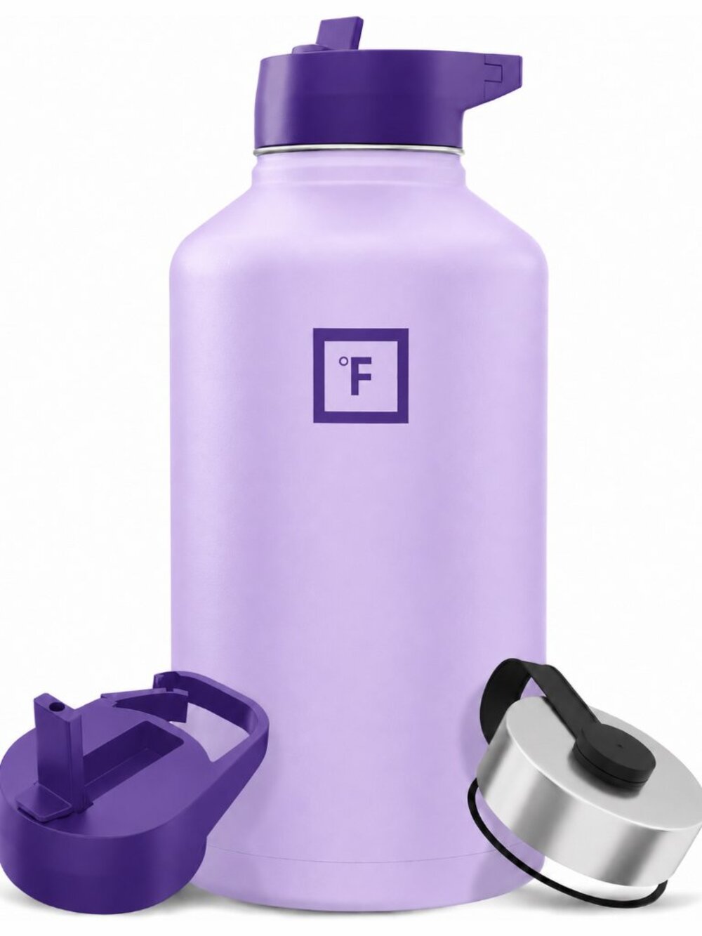 IRON °FLASK Stainless Steel Insulated 64 oz Water Bottle BPA Free with 3 Lids